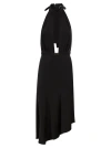 ELISABETTA FRANCHI ELISABETTA FRANCHI SATIN MIDI DRESS WITH ASYMMETRIC SKIRT