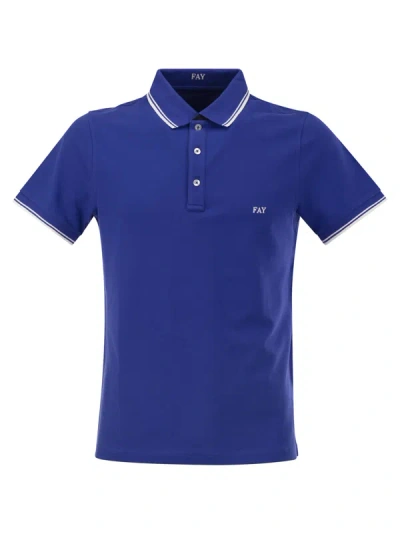 Fay Embroidered-logo Polo Shirt In Bluette