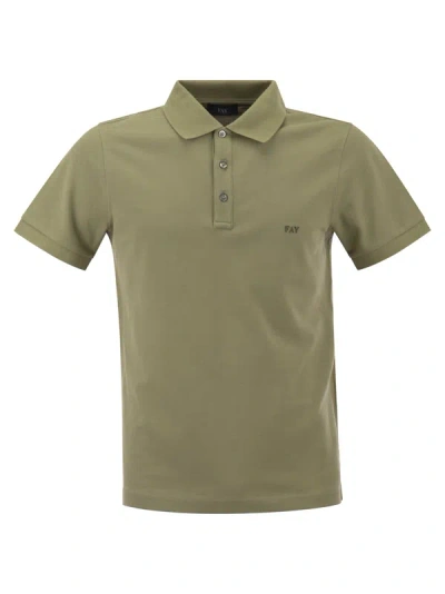 Fay Cotton Polo T-shirt In Green