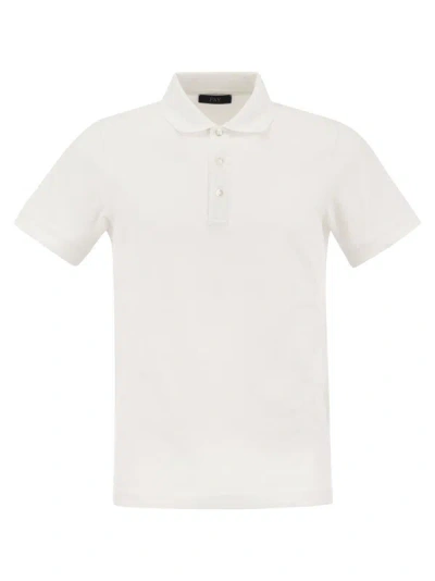 Fay Logo-patch Cotton Polo Shirt In White