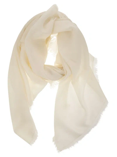 Max Mara Geode Silk And Cotton Jacquard Shawl In Ivory