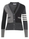 Thom Browne Gray Funmix 4-bar Classic V-neck Cardigan