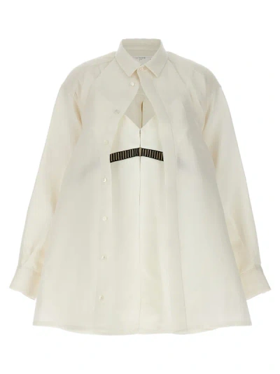 SACAI OVERLAPPING SHIRT SILK DRESS DRESSES WHITE