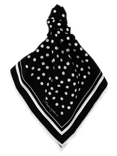 Dolce & Gabbana Polka Dot Scarf Scarves, Foulards White/black