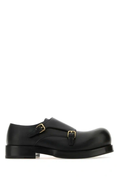 Bottega Veneta Man Black Leather Helium Monk Strap Shoes