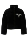 PRADA PRADA WOMAN BLACK SHEARLING DOWN JACKET