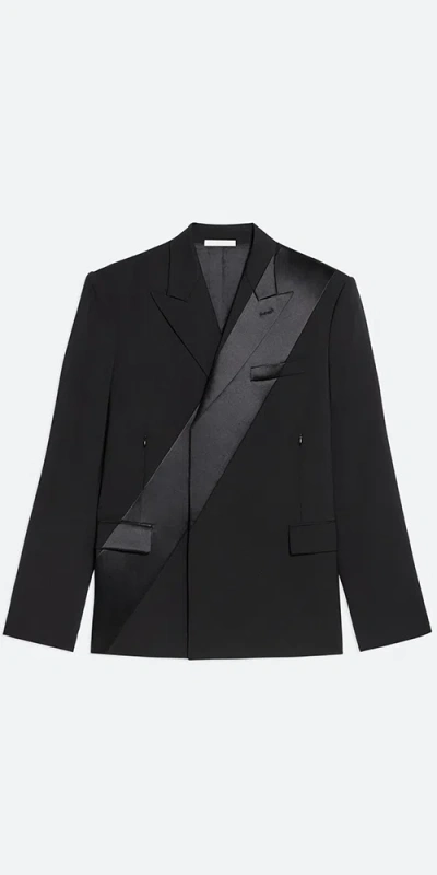 Helmut Lang Virgin Wool Tuxedo Car Blazer In Black
