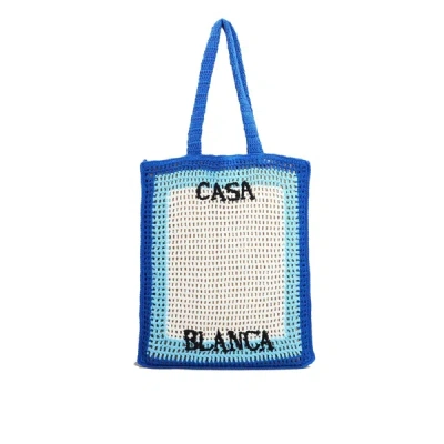 Casablanca Crochet Atlantis Tote Bag In Blue
