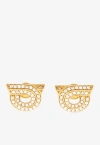 Ferragamo Crystal-embellished Gancini Earrings In Gold