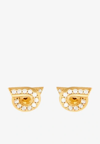 Ferragamo Crystal-embellished Gancini Earrings In Gold