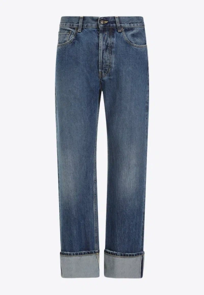 Alexander Mcqueen Straight Leg Jeans With Faux Pocket On The Back. In Blue
