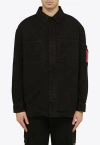 44 Label Group Denim Overshirt With Lighter Holder In Black
