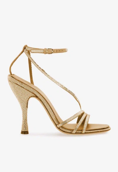 Ferragamo Denise 105 Crystal-embellished Sandals In Camel