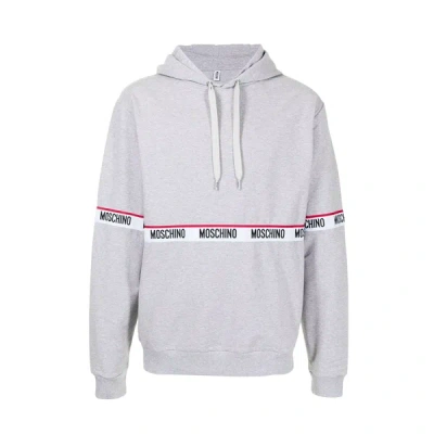 Pre-owned Moschino Logo Tape Pop Hoodie In 489 Grey