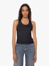 SPRWMN RIB FITTED SCOOPED TANK TOP IN BLACK - SIZE MEDIUM