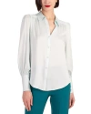 Trina Turk Sagittarius Ruched Bishop-sleeve Top In Blue