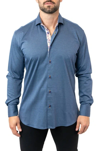 Maceoo Einstein Stretchharper Contemporary Fit Button-up Shirt In Blue
