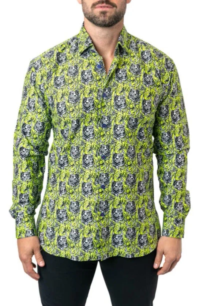 Maceoo Fibonacci Jungle Cotton Button-up Shirt In Green