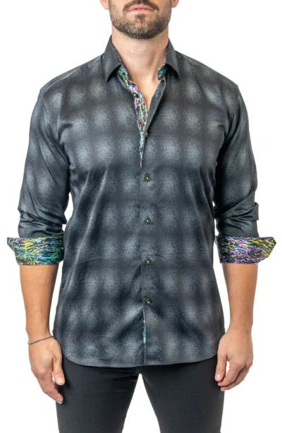 Maceoo Fibonacci Carbon 17 Contemporary Fit Button-up Shirt In Black