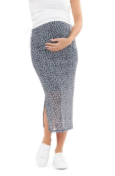 Ripe Maternity Karma Mesh Midi Maternity Skirt In Navy