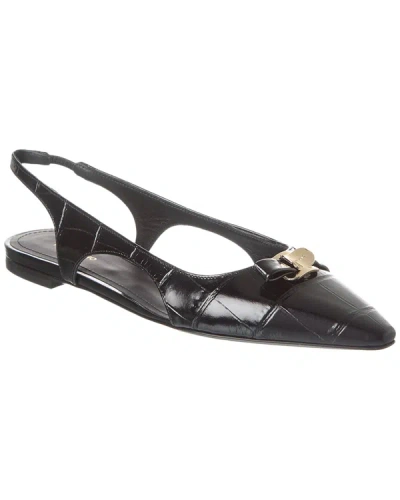 FERRAGAMO FERRAGAMO ZALU EMBOSSED LEATHER SLINGBACK FLAT
