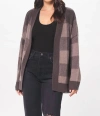 VINTAGE HAVANA PLAID CHECKER SOFT KNIT CARDIGAN IN TAUPE