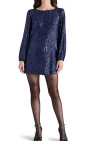 Steve Madden Long Sleeve Sequin Dress In Blue