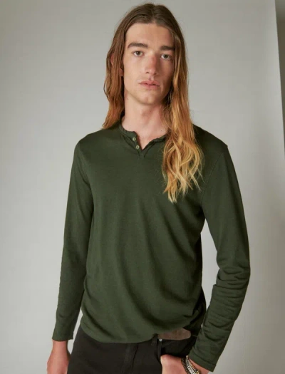 Lucky Brand Men's Venice Burnout Long Sleeve Split Neck T-shirt In Cypress