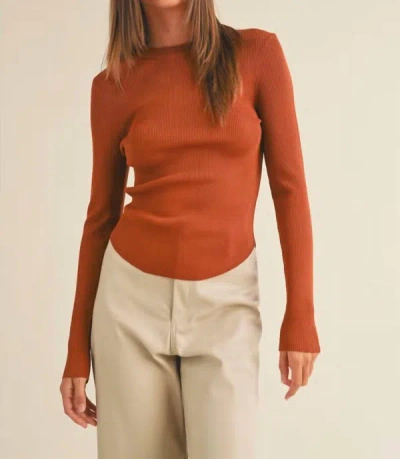 MIOU MUSE RIBBED LONG SLEEVE IN TOFFEE