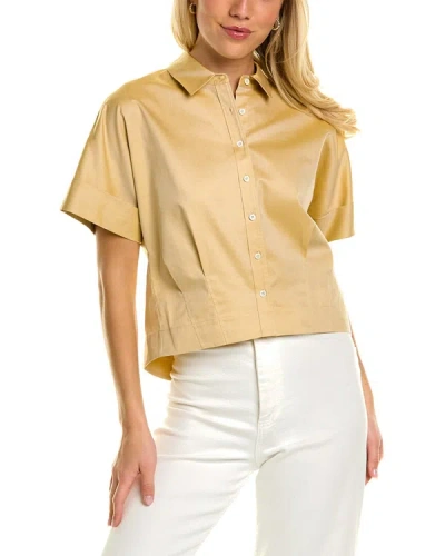 Theory Cropped Button-down Top In Nocolor