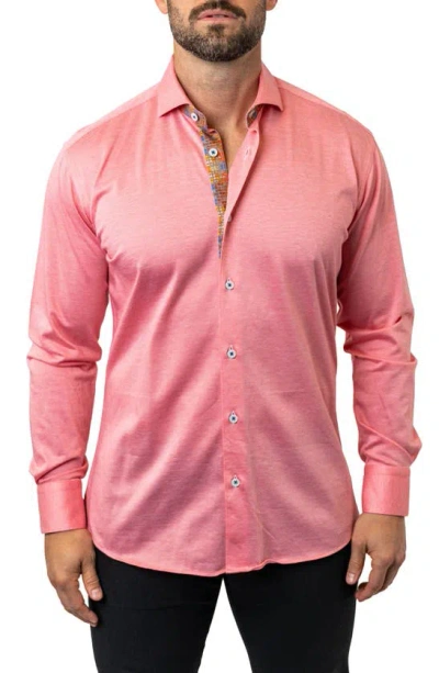 Maceoo Einstein Stretchcooper 07 Contemporary Fit Button-up Shirt In Pink