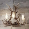 JONATHAN Y ELDORA 18" ADJUSTABLE RESIN ANTLER 3-LIGHT LED CHANDELIER