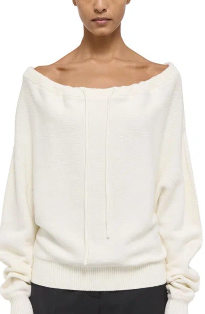 Helmut Lang Cotton Dolman Sleeve Sweater In White