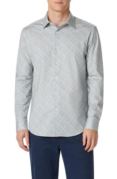 Bugatchi James Ooohcotton® Leaf Print Button-up Shirt In Khaki