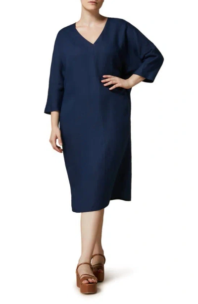 Marina Rinaldi Edolo Linen Shift Dress In Ultramarine