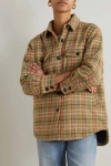 THE GREAT THE STATE PARK SHIRT JACKET IN ARMY & PEACH PLAID