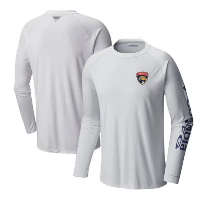 Columbia White Florida Panthers Terminal Tackle Omni-shade Raglan Long Sleeve T-shirt