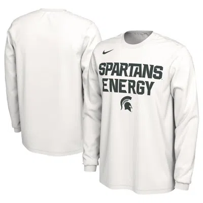 Nike Unisex   White Michigan State Spartans 2024 On-court Bench Energy Long Sleeve T-shirt