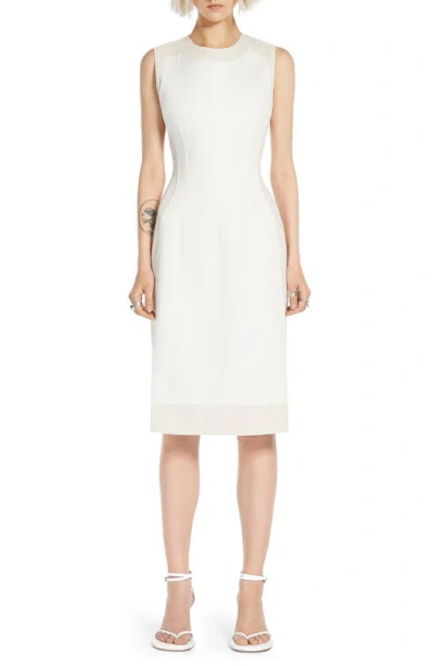 Sportmax Paneled Sleeveless Twill Sheath Dress In White