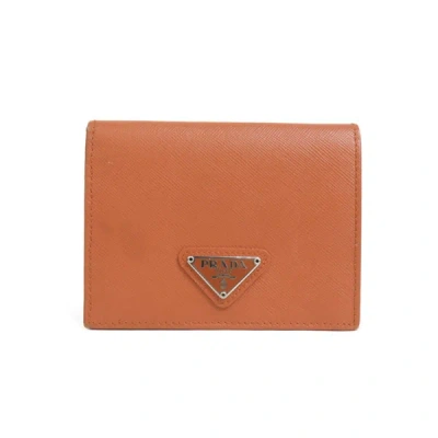 Prada Saffiano Leather Wallet () In Orange