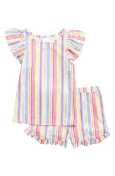 Nordstrom Kids' Stripe Flutter Sleeve Short Pajamas In Pink English Bella Stripe