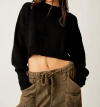 Free People Easy Street Cropped Sweater In Black