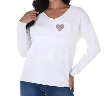 Frank Lyman Gold Heart Sweater In White