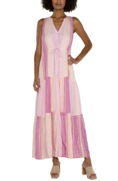 Liverpool Los Angeles Sleeveless Tiered Maxi Dress In Lavender