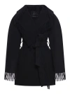 Balenciaga Hooded Fringe Oversized Self-tie Wool Jacket In Black