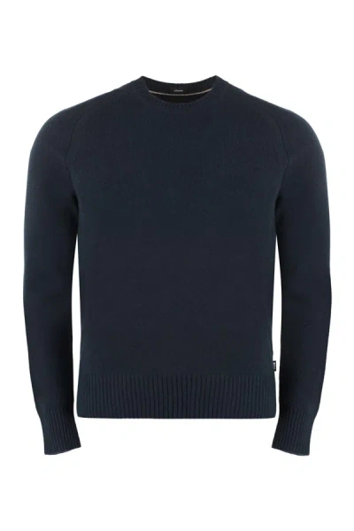 Hugo Boss Crew-neck Cashmere Sweater In Blue