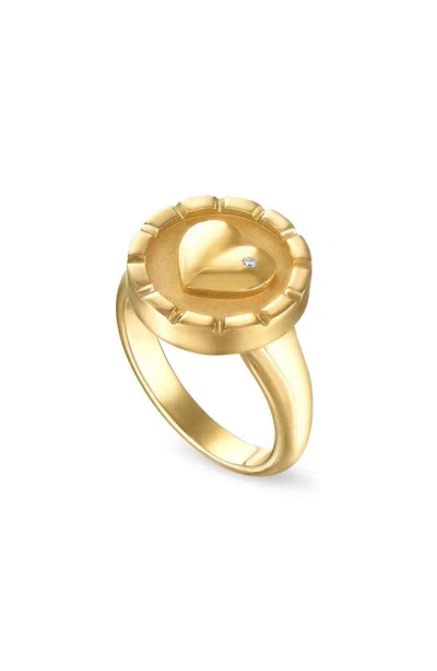 Pamela Zamore Love Diamond Signet Ring In Gold