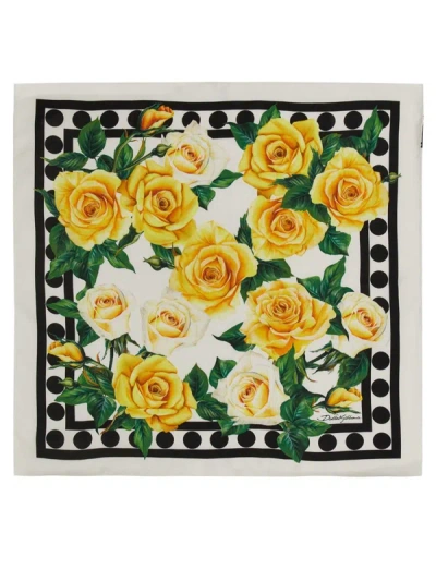 Dolce & Gabbana Rose Print Scarf In Multicolour