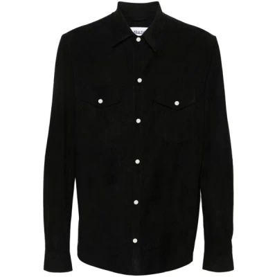 Eraldo Classic-collar Suede Shirt In Black