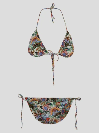 Etro Bouquet-print Bikini Set In Multicolor